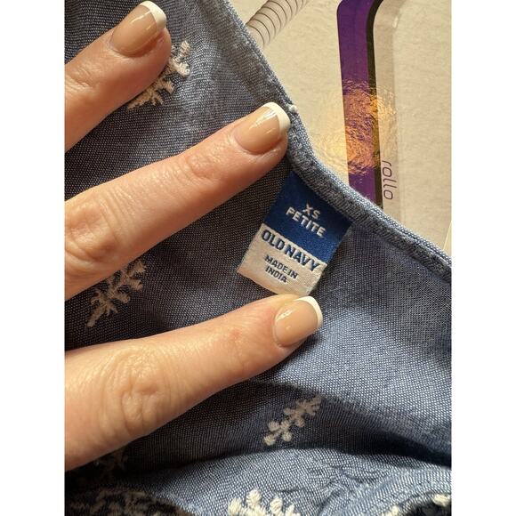 Old Navy Chambray Embroidered‎ Boho Flutter Sleeve Dress Size XS Petite - Picture 2 of 7